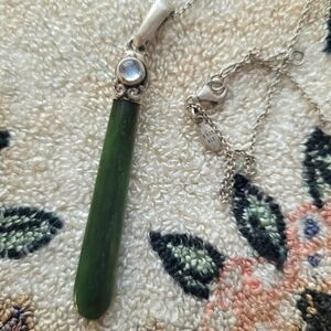 Sterling Silver & Jade Necklace Vintage